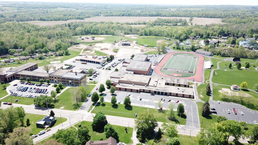 image of a school property from the air